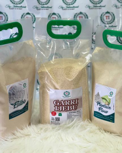 Combo Yam flour, Garri Ijebu and plantain Flour