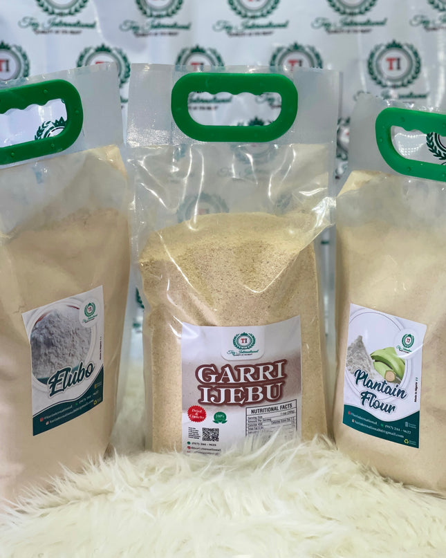 Combo Yam flour, Garri Ijebu and plantain Flour